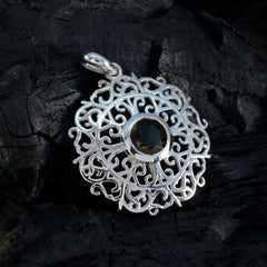 Pilar Brown Gemstone Pendant with Intricate Silver Design