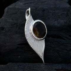 Lea Brown Gemstone Pendant in Elegant Silver Design