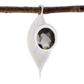 Lea Brown Gemstone Pendant in Elegant Silver Design smoky quartz Brown Brown