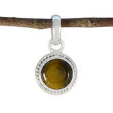 Renata Brown Gemstone Pendant Necklace in Silver Tiger Eye Brown Brown