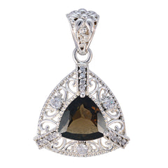 Clara Brown Gemstone Pendant with Intricate Silver Design smoky quartz Brown Brown