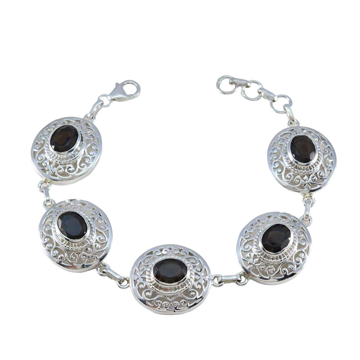 Amelia Brown Links Bracelet Gift for Fashion Lovers Smoky Quartz Brown