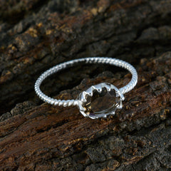 Marie Brown Solitaire Ring with Oval Gemstone