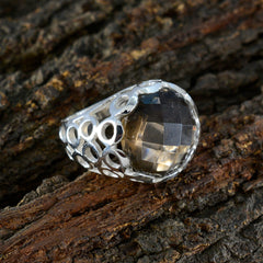 Ivy Brown Solitaire Ring with Silver Filigree Design