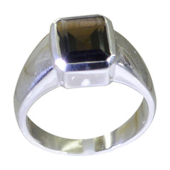 Evelyn Brown Solitaire Signet Ring with Silver Band