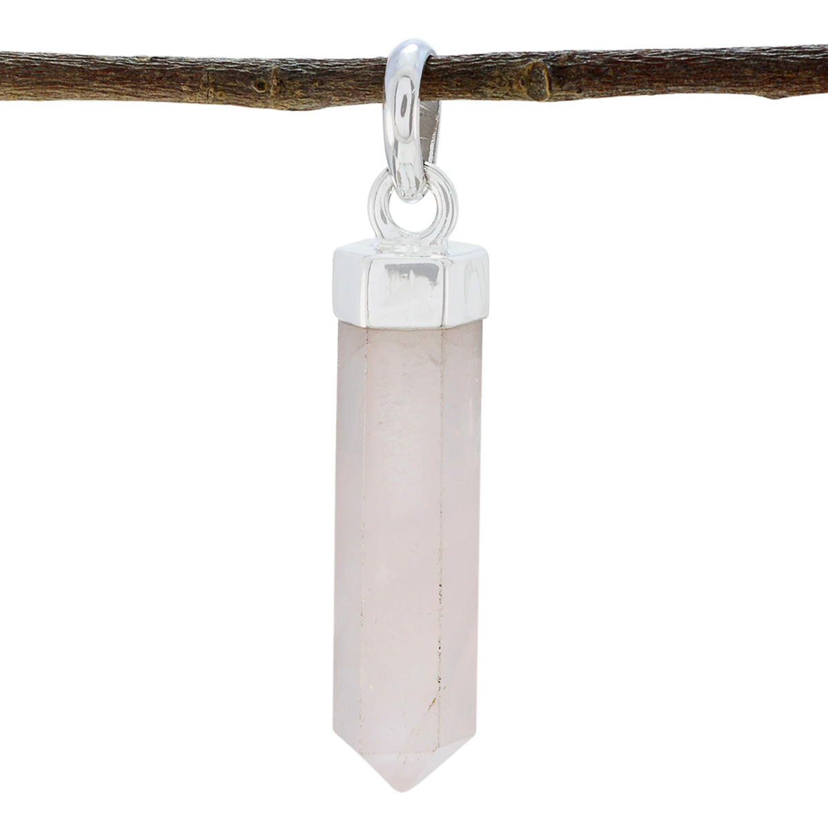 Lucia Rose Quartz Everyday Wear Pendant with Sterling Silver Rose Quartz Pink Pink