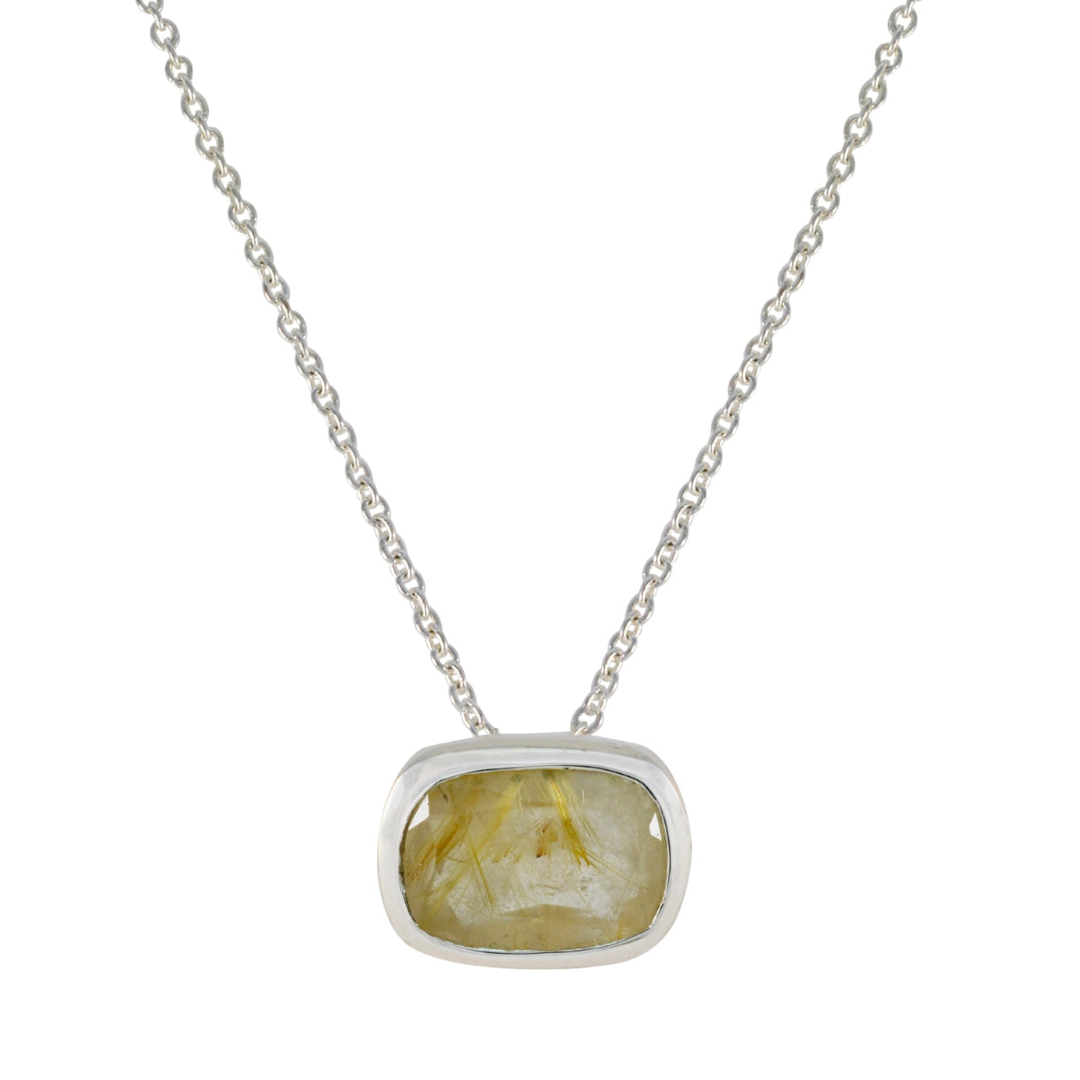 Alina Yellow Gemstone Pendant in Sterling Silver Rutile Quartz Yellow Yellow