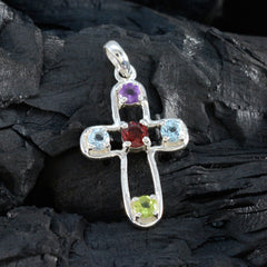 Elena Trendy Gemstone Necklace Cross Pendant