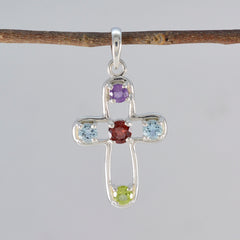 Elena Trendy Gemstone Necklace Cross Pendant