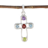 Elena Trendy Gemstone Necklace Cross Pendant Multi Stone multicolor Multicolor