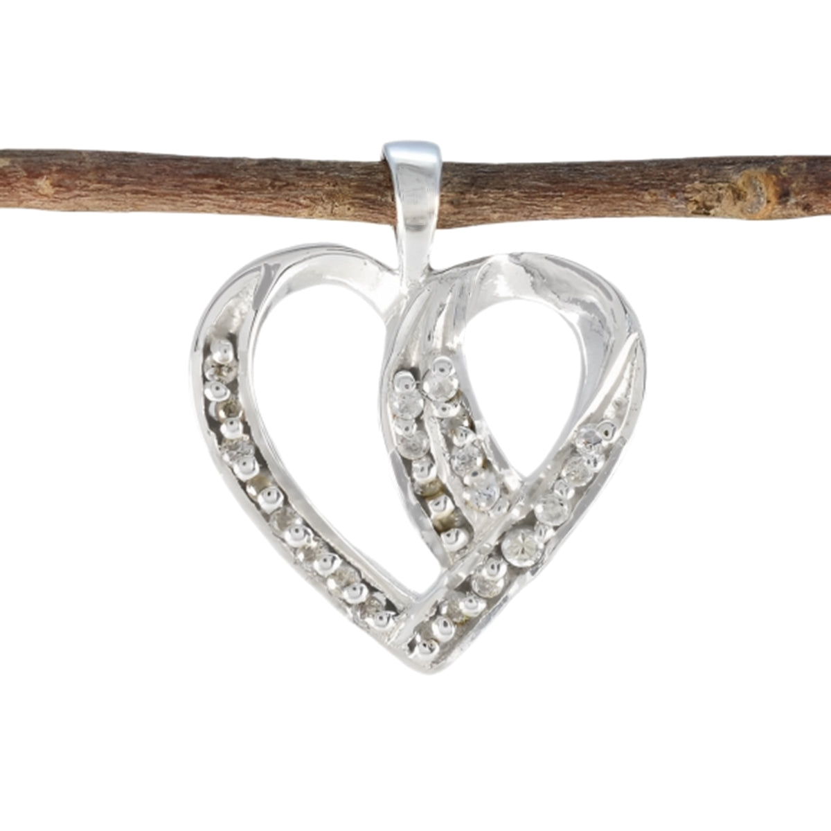 Lucy Dainty Bridal Necklace Pendant Silver Heart Charm White CZ White White