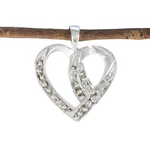 Lucy Dainty Bridal Necklace Pendant Silver Heart Charm White CZ White White