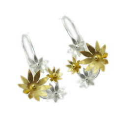 Dayana Silver Dangle Earrings with Floral Design