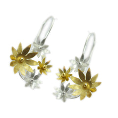 Dayana Silver Dangle Earrings with Floral Design