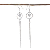 Paula Silver Dangle Earrings with Elegant Chains Cubic Zirconia White Dangle