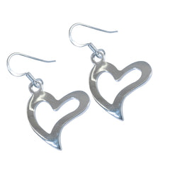 Constanza Silver Dangle Earrings - Heart Design