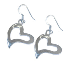 Constanza Silver Dangle Earrings - Heart Design