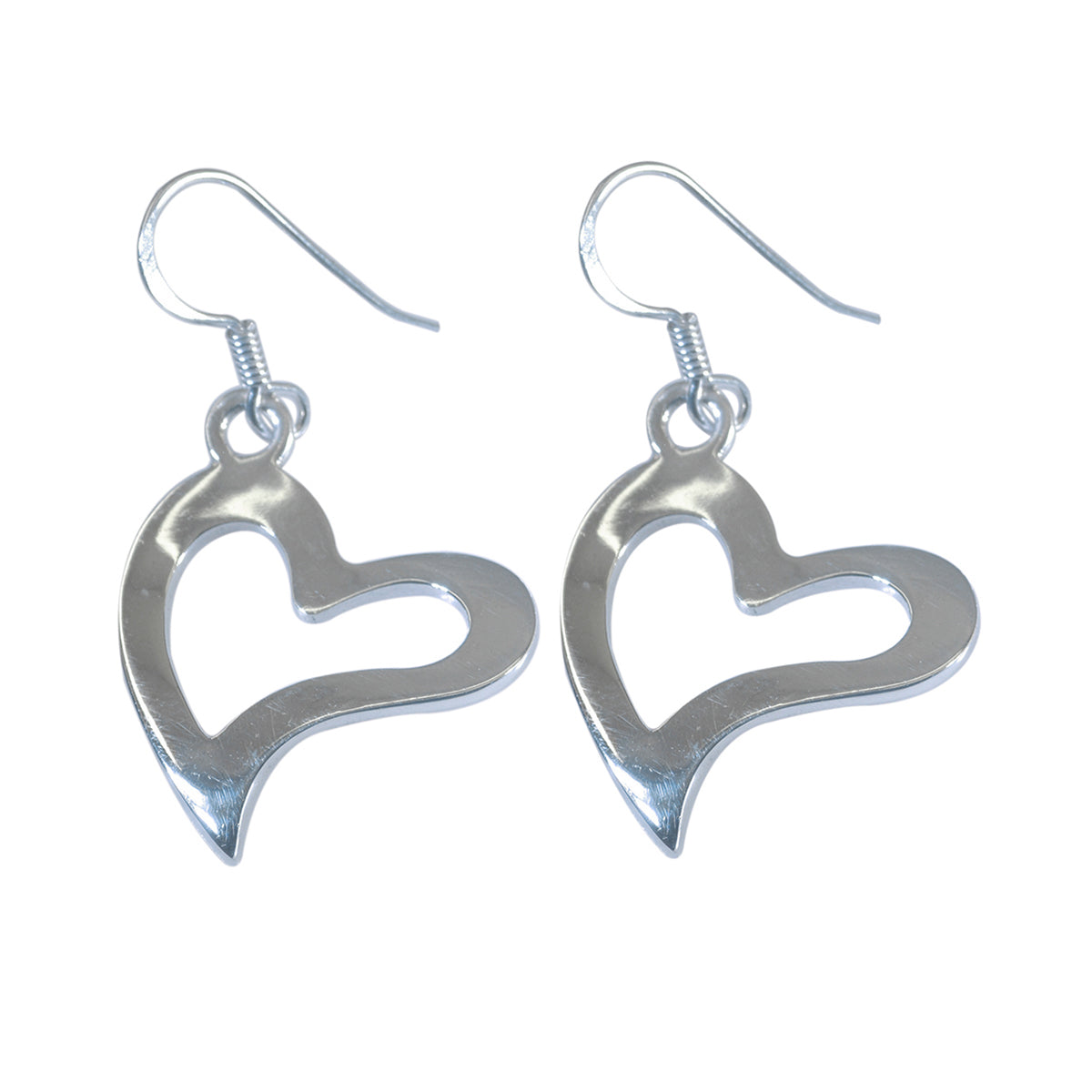 Constanza Silver Dangle Earrings - Heart Design Plain Gray Dangle