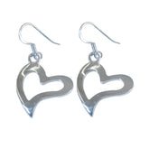 Constanza Silver Dangle Earrings - Heart Design Plain Gray Dangle