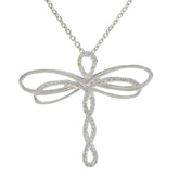 Bruna Elegant Gemstone Pendant with Dragonfly Design White CZ White White