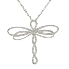 Bruna Elegant Gemstone Pendant with Dragonfly Design White CZ White White