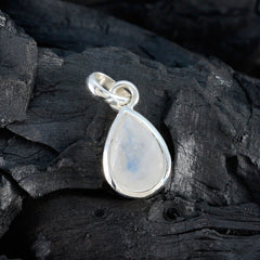 Xiu Elegant White Pendant with Teardrop Gemstone