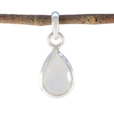 Xiu Elegant White Pendant with Teardrop Gemstone Rainbow Moonstone White White