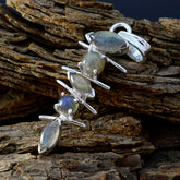 Carla Everyday Wear Pendant in Silver with Gemstones Labradorite Grey Grey