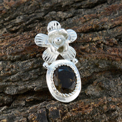 Ángeles Brown Gemstone Pendant with Floral Silver Design