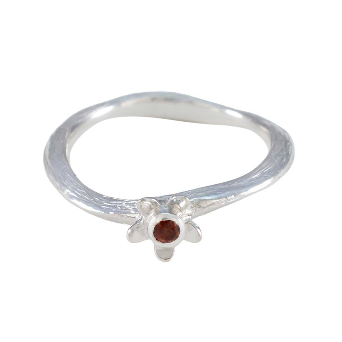 Maria Glamorous Red Solitaire Ring in Sterling Silver Garnet Red