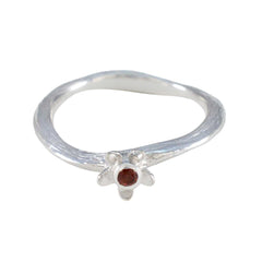 Maria Glamorous Red Solitaire Ring in Sterling Silver Garnet Red