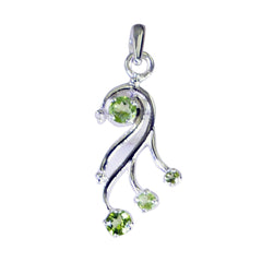 Alice Stylish Green Gemstone Pendant in Silver Peridot Green Green