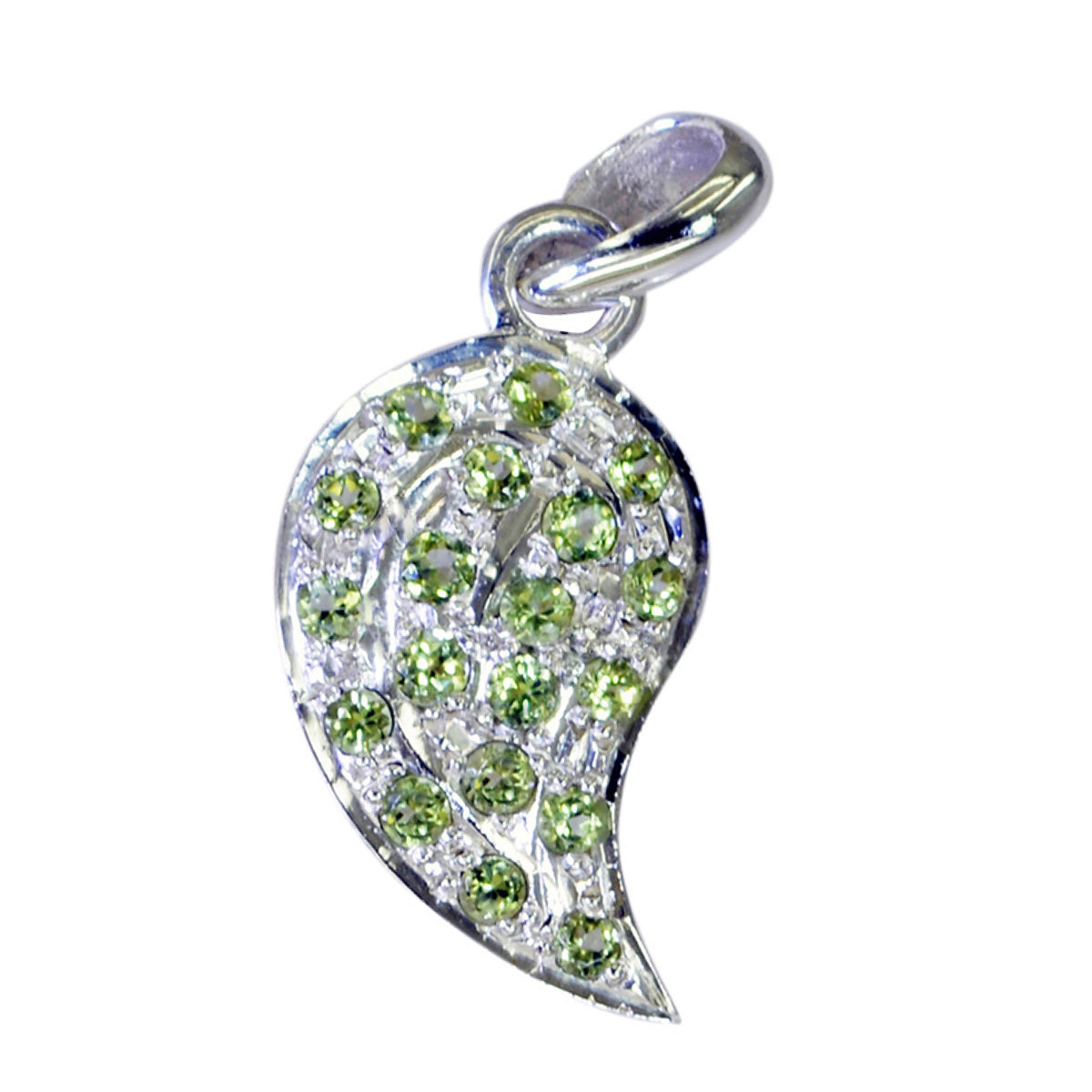 Paula Green Gemstone Pendant Sparkling Leaf Design Peridot Green Green