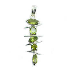Isabella Green Gemstone Pendant Elegant Silver Design Peridot Green Green