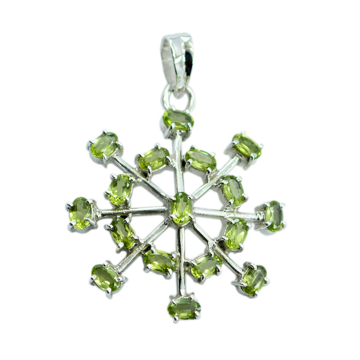 Joaquina Green Gemstone Pendant Sterling Silver Starburst Peridot Green Green
