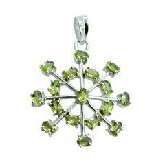 Joaquina Green Gemstone Pendant Sterling Silver Starburst Peridot Green Green