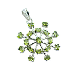 Joaquina Green Gemstone Pendant Sterling Silver Starburst