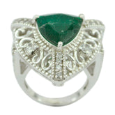 Constanza Green Halo Filigree Ring with Gemstone Indian Emerald Green