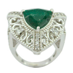 Constanza Green Halo Filigree Ring with Gemstone Indian Emerald Green