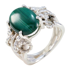 Agustina Green Solitaire Ring with Silver Detail