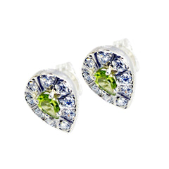 Lorena Green Stud Earrings with Gemstone Design