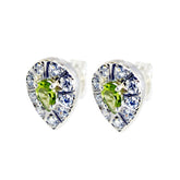 Lorena Green Stud Earrings with Gemstone Design Peridot Green Stud