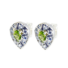 Lorena Green Stud Earrings with Gemstone Design Peridot Green Stud