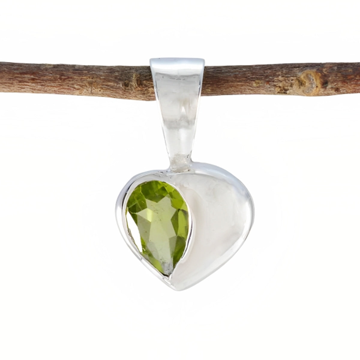 Yan Trendy Green Pendant Heart-Shaped Gemstone Peridot Green Green