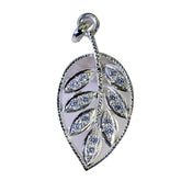 Emily Statement Pendant for Party Wear - Leaf Design White CZ White White
