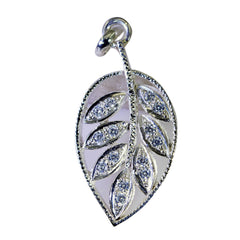 Emily Statement Pendant for Party Wear - Leaf Design White CZ White White