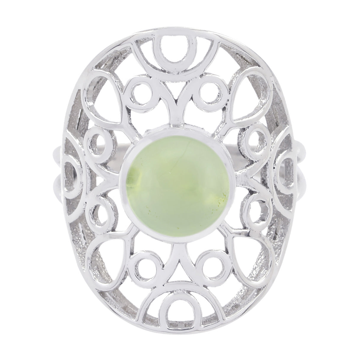 Teresa Filigree Light Green Solitaire Ring Prehnite Green