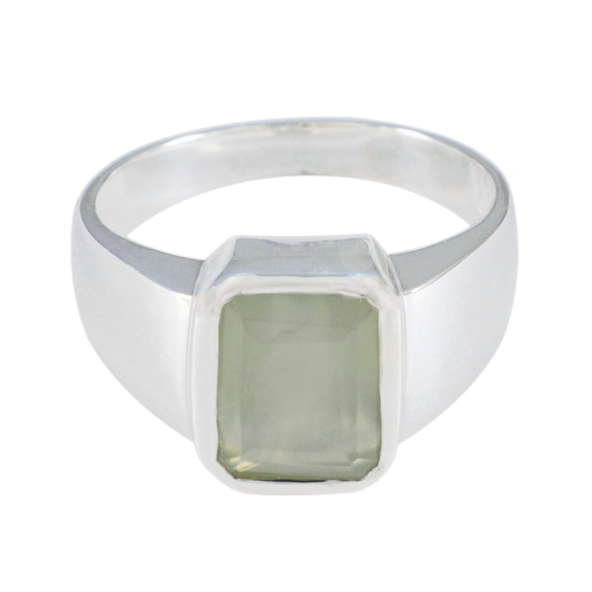 Eva Signet Light Green Solitaire Ring Prehnite Green