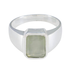 Eva Signet Light Green Solitaire Ring Prehnite Green