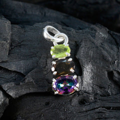 Jia Multicolor Abstract Pendant with Gemstone Trio